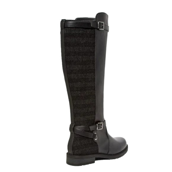 NIB JUSTFAB ZENITH PATTERNED RIDING BOOT (Black 7.5 & 8.5) - Picture 6 of 13